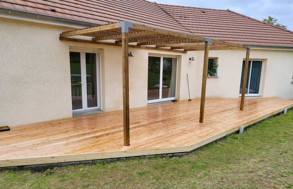 terrasse avec pergola bois